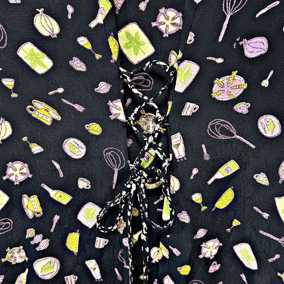 Carole Little Dresses Vintage Button Down Blouse Kitchen Printed Adjustable RARE - Picture 9 of 13